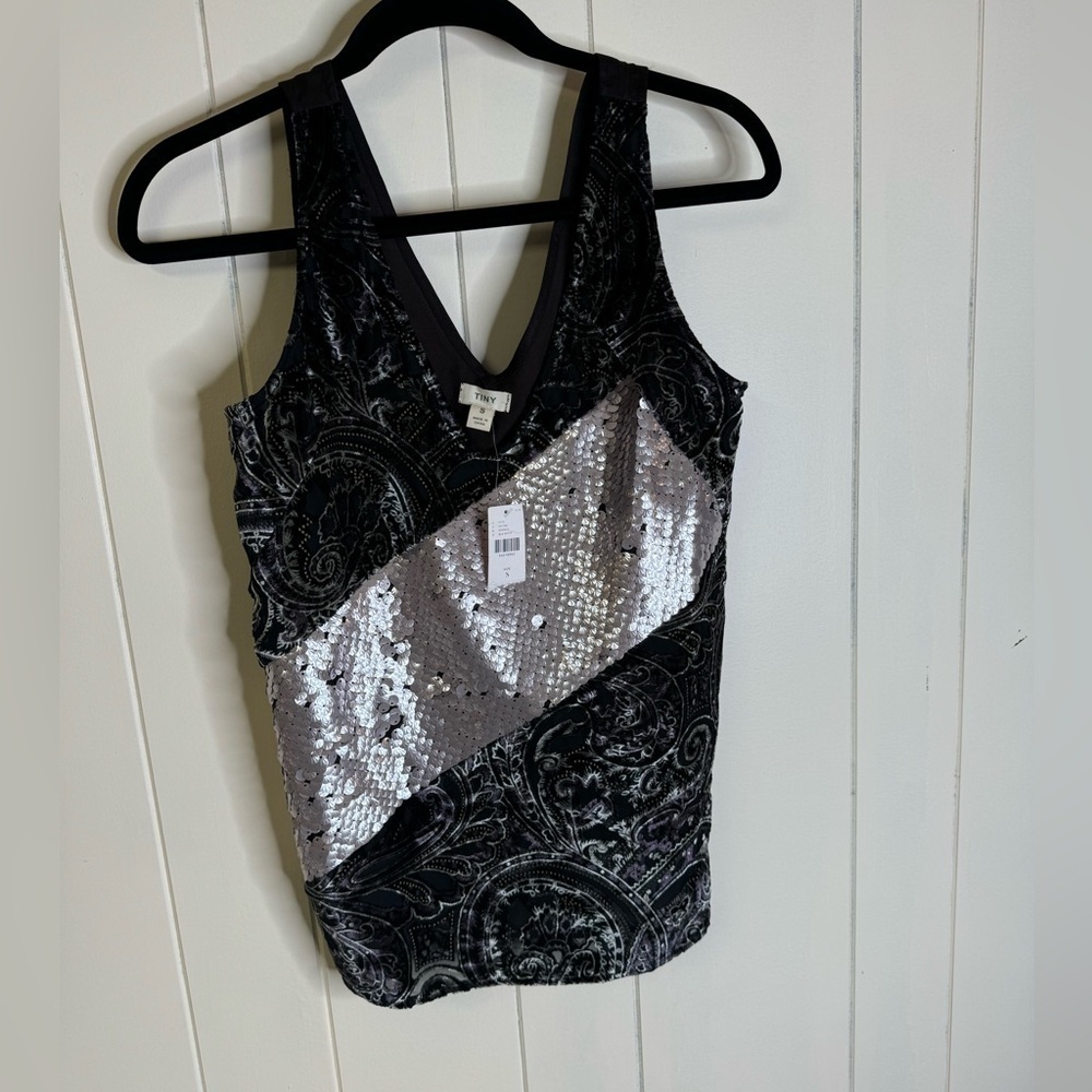 Anthropologie Tiny Cassandra Sequined Velvet Tank S - Picture 4 of 6